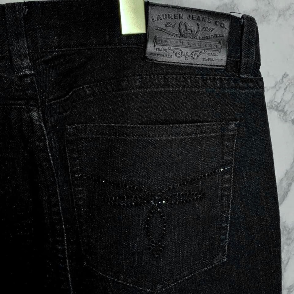 Ralph Lauren 90s Black Rhinestone Pocket Jeans Women’s 8 - Picture 5 of 9